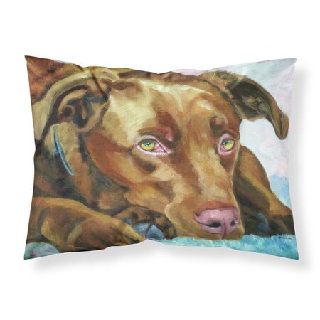 Carolines Treasures Carolines Treasures 7420PILLOWCASE Chocolate Labrador Waiting Fabric Standard Pillowcase 7420PILLOWCASE